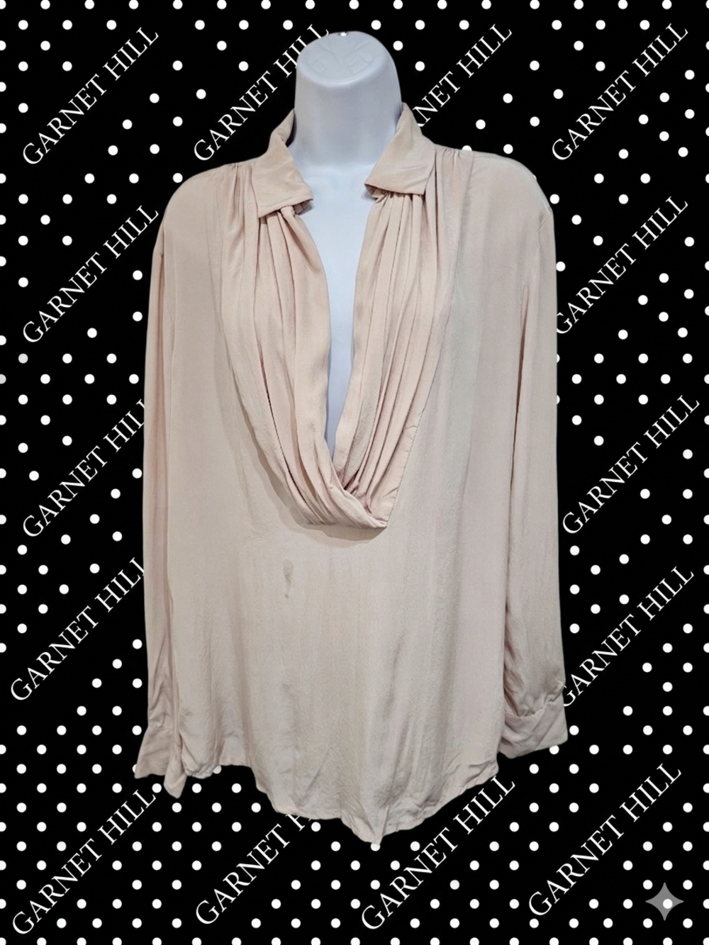 Garnet Hill Silk Popover Top | Draped Deep V-Neck Minimalist